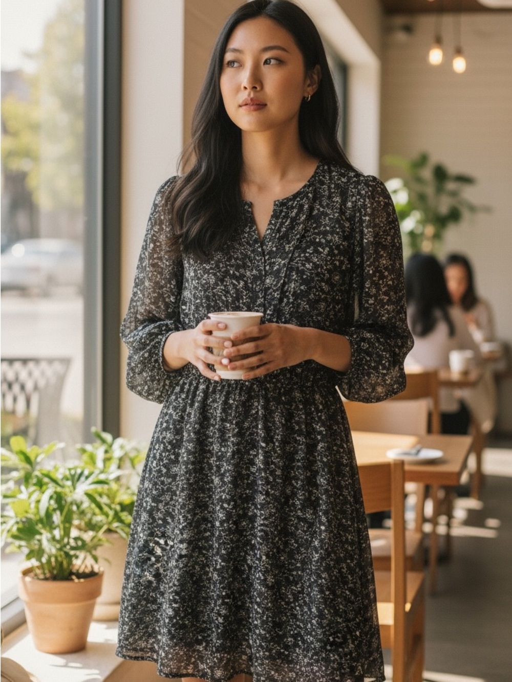 Madewell Womens Size Medium Long Sleeve Pintuck Mini Dress Black Floral  Prairie